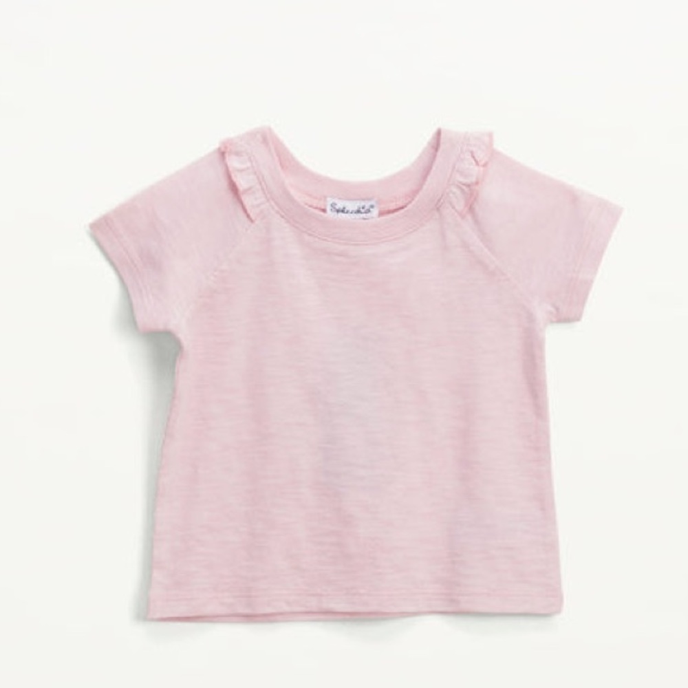 Splendid Pale Pink Girls Basic Short Sleeve Ruffle Tee 18-24 Months